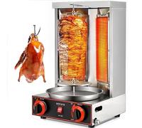 ZMJGLL Machine à Kebab Doner Électrique, Grill Électrique à Kebab Vertical, Rôtissoire à Viande Gyro avec Brûleurs à Réglage de la Température 50-350℃ pour Usage Commercial (Silver)