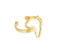 ZMJK Bague ouverte en acier titane avec carte de l'Afrique - Bague ouverte brillante en forme de cœur - Bijoux pour femme, Métal, Aucune pierre précieuse
