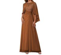 ZMKI357 Lot de 2 robes de mariée en mousseline de soie Col en V Robe de soirée formelle pour grand-mère, orange brûlé, 34