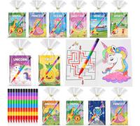 ZMLM 16 Mini Livres de Coloriage pour Enfants, 16Crayons de Cire 8 Couleur DIY Dessin Feutres Coloriage Enfants Activités Idéal pour cadeau anniversaire enfants invites