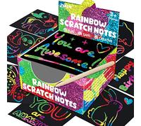 ZMLM Rainbow Scratch Mini Notes - 165 Cartes holographiques en Papier à gratter Magique pour Enfants DIY Bulk Party Favor Art Craft Supplies Kit Cadeau d’Anniversaire Easter Basket Stuffers Toy