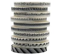 ZMLSED Lot de 10 rouleaux de ruban adhésif Washi de 5 mm de large - Style minimaliste - Noir et blanc - Pour bullet journal, planificateur, bricolage, décoration, scrapbooking, adhésif