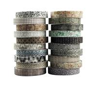 ZMLSED Lot de 20 rouleaux de ruban adhésif Washi fin - Motifs rétro antiques - Pour arts, loisirs créatifs, bullet journal, planificateurs, scrapbooking, emballage cadeau, journal indésirable