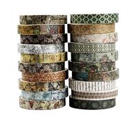 ZMLSED Lot de 20 rouleaux de ruban washi rétro fin - Motifs antiques - Pour arts, loisirs créatifs, bullet journal, planificateurs, scrapbooking, emballage cadeau, journal indésirable