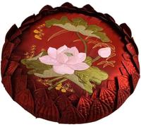 ZMQU Tapis de prière, coussin de sol futon brodé en fleur de lotus, coussin rond for yoga, balcon, salon, extérieur (rouge, 60 cm)(Red,60cm)