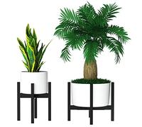 ZMTECH 20-35cm Support De Plantes Réglable En Métal Noir, Moderne Support De Fleurs Midcentury Pour Plantes En Pot d'Intérieur Et d'Extérieur, Pour Coin Chambre, Balcon, Terrasse, Patio (Lot de 2)