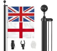 ZMTECH Kit de mât sectionnel noir de 6 m pour extérieur, mât de drapeau de jardin en aluminium avec 2 drapeaux, corde et clips pour festival, cour, maison, résidentiel et commercial (noir)