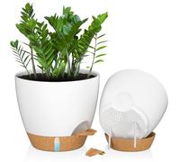 ZMTECH Pots de 30 cm avec Trous de Drainage Jardinières Auto-Arrosantes avec Orifice d'Arrosage Pot de Fleurs en Plastique pour Plantes d'Intérieur Et d'Extérieur (Lot de 2, Blanc)