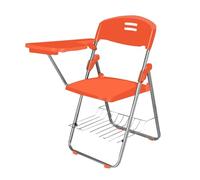 ZMTGLTG Chaise de Formation Pliante en PP avec Table, paravent et Cadre en Acier épais, Durable et résistant à l'usure. Idéale for Les Cours particuliers.(Orange)