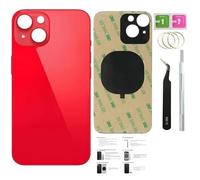 ZMVDJZ 14 Plus Verre arrière de rechange pour iPhone 14 Plus Rouge 6,7" avec ruban adhésif pré-installé + instructions d'installation + outils de réparation + film protecteur d'écran (PRODUCT) Rouge