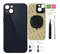 ZMVDJZ Lot de 14 vitres arrière de rechange pour iPhone 14 (minuit, 6,1 pouces) avec ruban adhésif préinstallé, instructions d'installation (français non garanti), outils de réparation (minuit)
