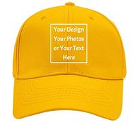 ZMvise Custom Your Own Picture Text Logo Unisexe Personnalisé Uni Casquette de baseball réglable, jaune, Medium