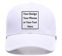 ZMvise Personnaliser votre propre logo texte image Unisexe personnalisé Chapeau réglable casquette de baseball simple, Blanc, M