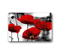 ZMvise Tapis de salle de bain en flanelle avec motif coquelicot rouge 40 x 60 cm