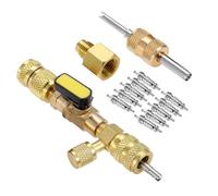 ZMYOZDO Outil d'installation de dissolvant de Noyau de Valve R410A R22, Double Taille, Ports 1/4 et 5/16 Pouces, CVC pour réfrigération, climatisation, Ligne A/C(KIT2)