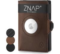 Znap Airtag Portefeuille En Cuir De Qualité Supérieure Étui Pour Cartes De Crédit Pour Homme Portefeuille Pour Homme Blocage Rfid & Portefeuille Fin, Marron, 12, Minimaliste