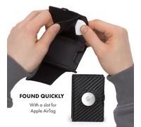 ZNAP Airtag Portefeuille en Cuir | Étui pour Cartes de crédit | Portefeuille Homme Petit | Blocage RFID et Fin I Porte-Cartes Air Tag - 12 Cartes - Carbone