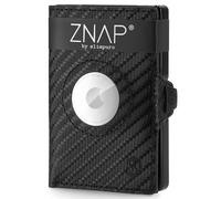 ZNAP Airtag Wallet en Cuir Premium | Porte-Cartes de crédit Homme | Portefeuille Homme | Serrure RFID & Slim Wallet, Noir Racing, 8, Minimaliste