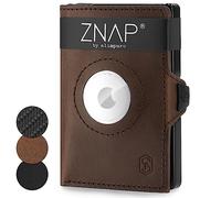 ZNAP Airtag Wallet en Cuir Premium | Porte-Cartes de crédit Homme | Portefeuille Homme | Serrure RFID & Slim Wallet, Marron, 12, Minimaliste