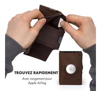 ZNAP Airtag Portefeuille en cuir de qualité supérieure | Étui pour cartes de crédit pour homme | Portefeuille pour homme | Blocage RFID & Portefeuille fin, marron, 12, Minimaliste