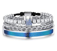 ZNBOH Bracelets en acier inoxydable pour homme - Bracelet jonc doré avec chiffres romains - Bracelet manchette réglable - Bracelet torsadé de luxe - Couronne royale romaine - Bijoux cadeaux, Acier