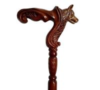 ZNEL Bâton De Marche en Bois Béquille 95cm Sculpté à La Main 10 Sortes d'animaux Formes De Têtes d'animaux Poignée Confortable, Canne en Vintage pour Hommes Et Femmes(95cm/37.4in, Wolf Dog)