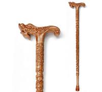 ZNEL Canne De Marche en Bois Naturel pour Hommes Et Femmes -Tête De Dragon- Bâtons en Marche Sculpté Poignée en Bois Fantaisie avec Embout en Caoutchouc