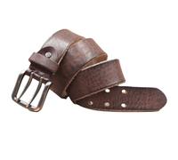 ZNEL Ceinture De Travail à Double Ardillon Résistante 2 Trous, Cuir épais Fait Main Sangle De Taille avec Boucle Carrée Vintage 3,8cm De Large(130cm/51, Coffee)