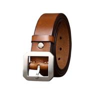 ZNEL Ceinture en Cuir De Vache Pure De 5mm D'épaisseur pour Homme Femme - Boucle Carrée en Acier Inoxydable, Sangle Rétro pour Jeans Et Tenues Décontractées(110cm/43, Brown)