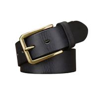 ZNEL Ceinture en Cuir Pleine Fleur Véritable pour Homme Et Femme Boucle Ardillon Classique en Laiton Massif, Ceinturon Robuste Et Polyvalent(115cm/45, Black)