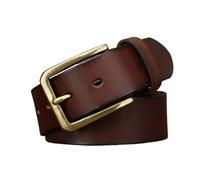ZNEL Ceinture en Cuir Pleine Fleur Véritable pour Homme Et Femme Boucle Ardillon Classique en Laiton Massif, Ceinturon Robuste Et Polyvalent(110cm/43, Coffee)