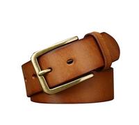 ZNEL Ceinture en Cuir Pleine Fleur Véritable pour Homme Et Femme Boucle Ardillon Classique en Laiton Massif, Ceinturon Robuste Et Polyvalent(110cm/43, Brown)