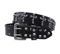 ZNEL Ceinture en Cuir Punk Homme avec Tête de Crâne & Croix - Design à Clous, Accessoire de Mode Robust Unique(105cm/41, Black)