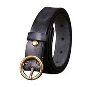 ZNEL Ceinture en Cuir Véritable pour Femme Homme à La Mode - Boucle Ronde Décontractée en Cuivre pour Un Look Jean élégant(115cm/45, Black)