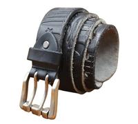 ZNEL Ceinture épaisse en Cuir De Vache Véritable avec Boucle à Double Ardillon pour Homme - Accessoire Décontracté Ceinturon pour Jeans en Relief Vintage(130cm/51, Black)