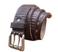 ZNEL Ceinture épaisse en Cuir De Vache Véritable avec Boucle à Double Ardillon pour Homme - Accessoire Décontracté Ceinturon pour Jeans en Relief Vintage(110cm/43, Coffee)