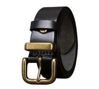 ZNEL Ceinture Minimaliste Lisse pour Homme - Véritable Cuir De Vachette Pleine Fleur, Classique Boucle Ardillon pour Pantalon Décontracté, Largeur 3,8cm(125cm/49, Black)