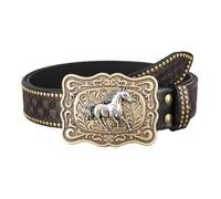 ZNEL Ceintures Western En Cuir Clouté Cowboy Cowgirl Avec Boucle En Relief Animaux Gravés Turquoise Incrustée Sangle De Taille Gaufrées Florales(115cm/45, M)