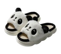 ZNEL Chaussons D'été en Peluche Panda Claquettes Légères en Lin à Bout Ouvert Chaussures Chaudes Et Douces pour Homme Et Femme Pantoufles(42/43 EU, White)