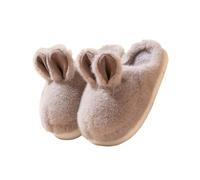 ZNEL Chaussons Femme Adorables avec Oreilles De Lapin Animaux à Fourrure Confortables Et Intéressants Pantoufles Peluche Douce Chaussures d'hiver pour Rester Au Chaud(38/39 EU, Gray)