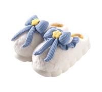 ZNEL Chaussons Femme Pantoufles Papillon Et Nœud Papillon Doux Et Chauds Fleurs en Peluche Antidérapants Confortables Semelle épaisse Chaussures D'intérieur en Coton(38/39 EU, Blue)