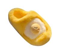 ZNEL Chaussons Pelucheux pour Femmes Pantoufles en Mousse À Mémoire De Forme Chaussures D'intérieur Et D'extérieur avec Forme De Jaune D'oeuf Cadeaux pour Maman(36/37 EU, Yellow)