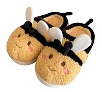 ZNEL Doux et Mignon Forme animale Coton Pantoufles - Conception d'abeilles, Hiver Intérieur Extérieur Chaussons pour Femmes(36-37, Yellow)