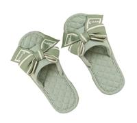 ZNEL Femme Chaussons en Coton Doux avec Nœud Papillon Bout Ouvert Pantoufles Antidérapants Lavables Et Confortables Chaussures Cousues(38/39 EU, Green)