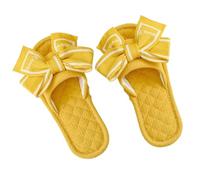 ZNEL Femme Chaussons en Coton Doux avec Nœud Papillon Bout Ouvert Pantoufles Antidérapants Lavables Et Confortables Chaussures Cousues(38/39 EU, Yellow)