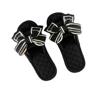 ZNEL Femme Chaussons en Coton Doux avec Nœud Papillon Bout Ouvert Pantoufles Antidérapants Lavables Et Confortables Chaussures Cousues(38/39 EU, Black)