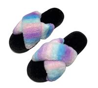 ZNEL Femme Chaussons Multicolores Et Moelleux Bandes Croisées Confortables Pantoufles Mousse à Mémoire De Forme Bout Ouvert Sandales Intérieur/Extérieur(39/40 EU, Purple)