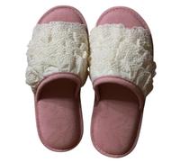 ZNEL Femme Pantoufles en Dentelle à Imprimé Floral Confortables, Lavables Et Respirants Chaussures D'intérieur en Coton Doux à Enfiler Bout Ouvert Chaussons(36/37 EU, B-Pink)