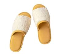 ZNEL Femme Pantoufles en Dentelle à Imprimé Floral Confortables, Lavables Et Respirants Chaussures D'intérieur en Coton Doux à Enfiler Bout Ouvert Chaussons(36/37 EU, B-Yellow)