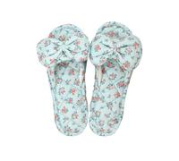 ZNEL Femme Pantoufles Imprimé Nœud Papillon Chaussons Claquettes en Coton Respirant Bout Ouvert Sandales Chaussures D'intérieur Cousues(37/38 EU, C-Blue)